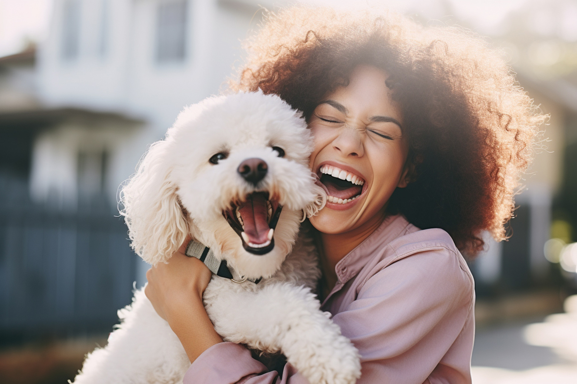 Dog and owner excited after a vaccine appointment in Lynnwood WA